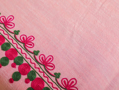 Ecrue Embroidered Yarn-Dyed Chambray Bed Cover Set – 90x95" with Satin Piping & 17x27" Pillowcases