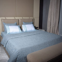 Luxury Soft Fully Embroidered Quilt 102x104'' with Sham 20 x 26''