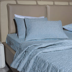 Luxury Soft Fully Embroidered Quilt 102x104'' with Sham 20 x 26''