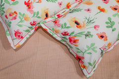180 TC Cotton Floral Printed Bed Sheet 105x105'' with Pillow Case 17x27''