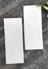 Classic White Waffle Weave Kitchen Towel Set of 2 Pieces
