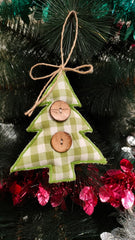 Rustic Gingham Christmas Tree Hanging Ornament