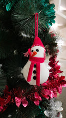 Cozy Velvet Snowman Hanging Ornament