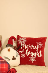 "Merry & Bright" Holiday Embroidered Throw Pillow 18x18''