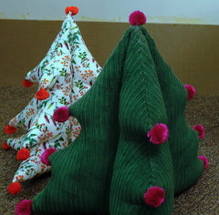 Festive Botanical Print Christmas Tree Pillow