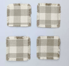 Woven Rib Check Coaster Set Size 6x6'' Pack Of 04Pieces