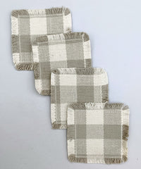 Woven Rib Check Coaster Set Size 6x6'' Pack Of 04Pieces