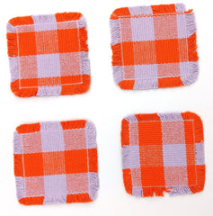 Woven Rib Check Coaster Set Size 6x6'' Pack Of 04Pieces