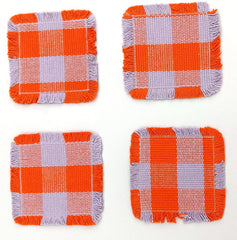 Woven Rib Check Coaster Set Size 6x6'' Pack Of 04Pieces