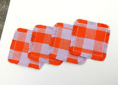 Woven Rib Check Coaster Set Size 6x6'' Pack Of 04Pieces