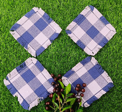 Woven Rib Check Coaster Set Size 6x6'' Pack Of 04Pieces