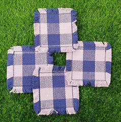 Woven Rib Check Coaster Set Size 6x6'' Pack Of 04Pieces