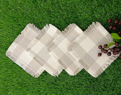 Woven Rib Check Coaster Set Size 6x6'' Pack Of 04Pieces