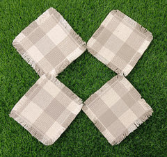 Woven Rib Check Coaster Set Size 6x6'' Pack Of 04Pieces