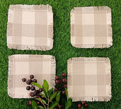 Woven Rib Check Coaster Set Size 6x6'' Pack Of 04Pieces
