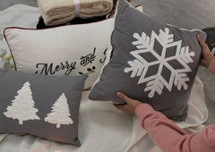 Embroidered Snowflake Decorative Throw Pillow