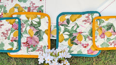 Organic cotton Printed Coster set of 4 Pieces size-6x6''-2pcs and 8x8''-2pcs