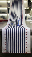 Festive Stripes & Stars Cotton Canvas Table Runner
