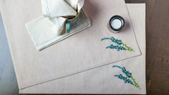 Cotton Linen Natural Embroidered Table Set Linen Blend