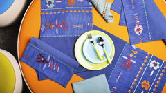 Cotton Woven Rib Embroidered Table Set Cotton Woven Rib