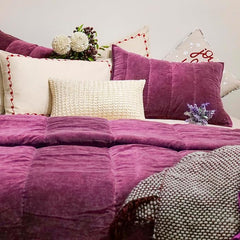 EcruE Premium Cotton Velvet Vertical Quilted King Size Quilt Set – Enzyme Washed for Supreme Softness & Timeless Luxury