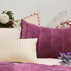 EcruE Premium Cotton Velvet Vertical Quilted King Size Quilt Set – Enzyme Washed for Supreme Softness & Timeless Luxury