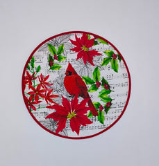 Round Cardinal & Poinsettia Placemat