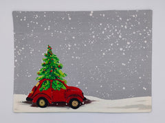 Retro Christmas Tree Car Placemat
