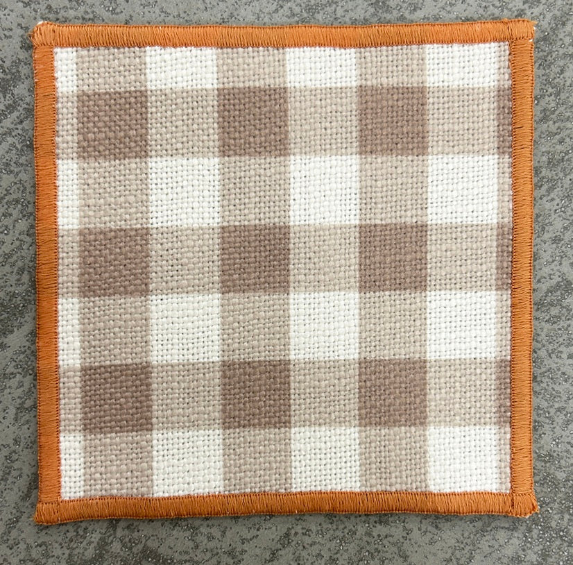 Chestnut Check Linen-Look Slub Coaster Set  Pack of 4 pieces