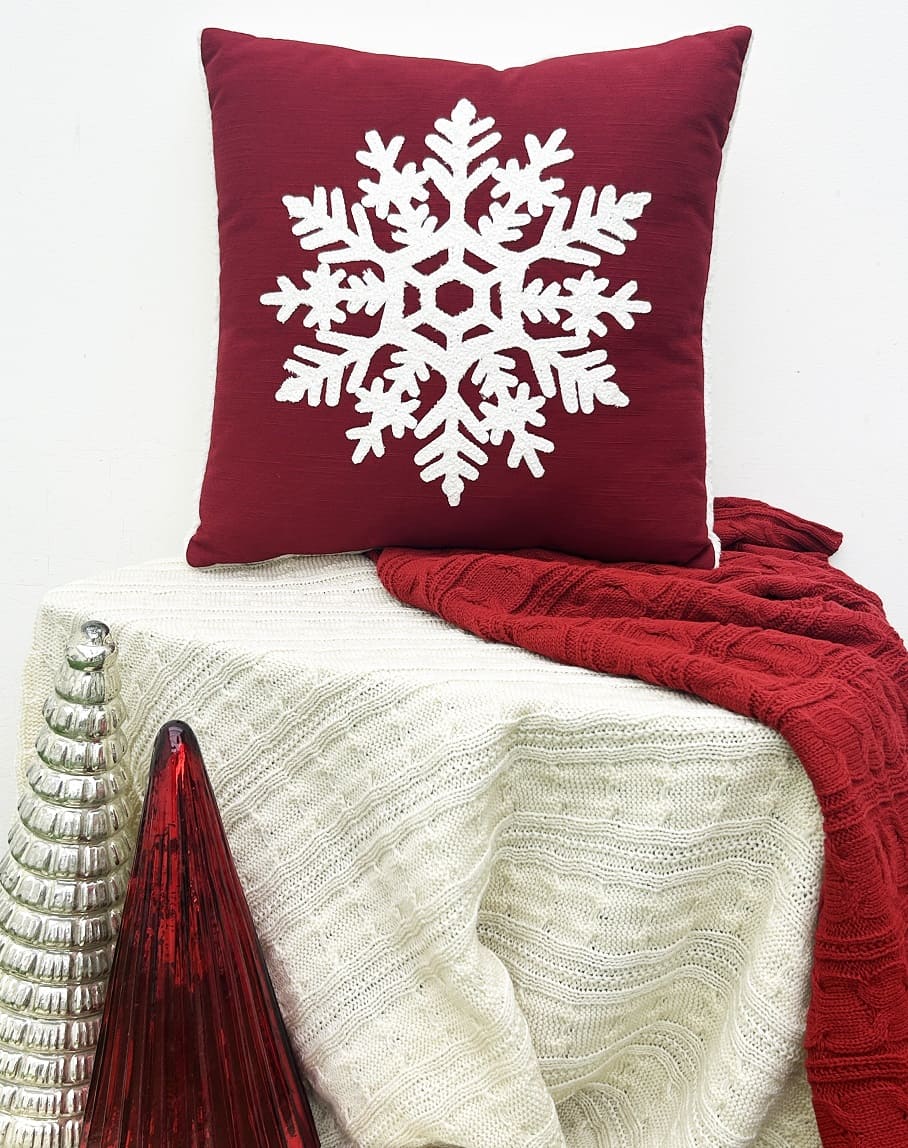 Embroidered Snowflake Decorative Throw Pillow