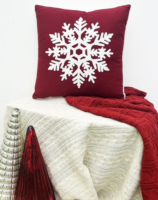 Embroidered Snowflake Decorative Throw Pillow