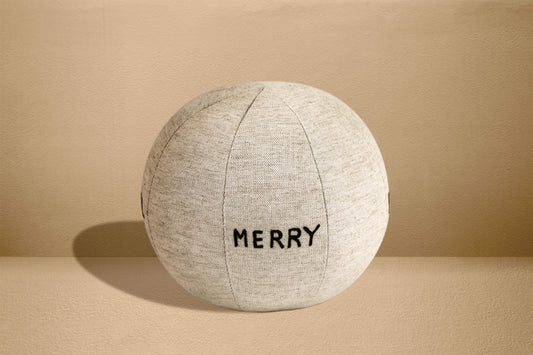 Natural Linen Merry Christmas Ball Pillow