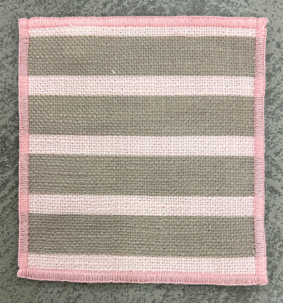 Dusty Rose Cabana Stripe Linen-Look Coaster Set  Pack of 4 pieces
