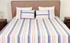 Premium Woven Cotton Stripe Flat Bed Sheet Set