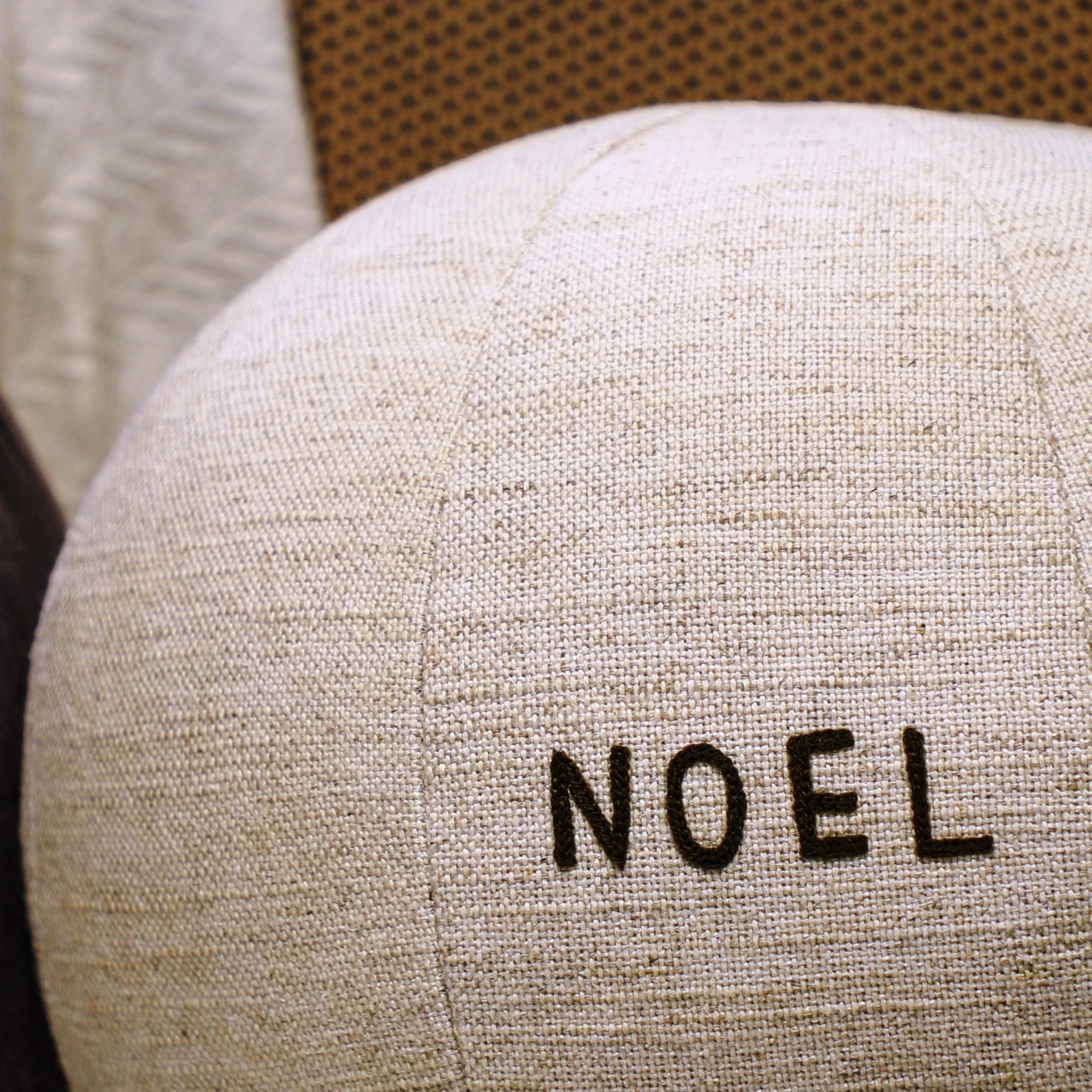 Natural Linen Merry Christmas Ball Pillow