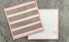 Dusty Rose Cabana Stripe Linen-Look Coaster Set  Pack of 4 pieces