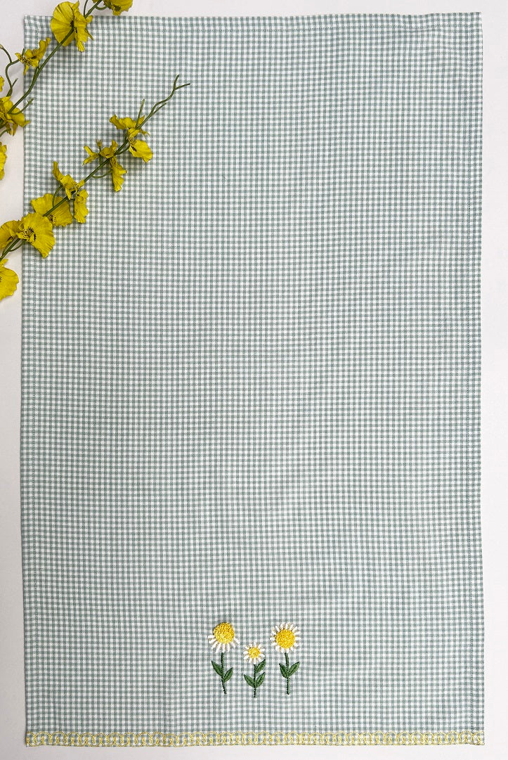 Embroidered Sunflower Kitchen Towel Set Pack of 2pieces