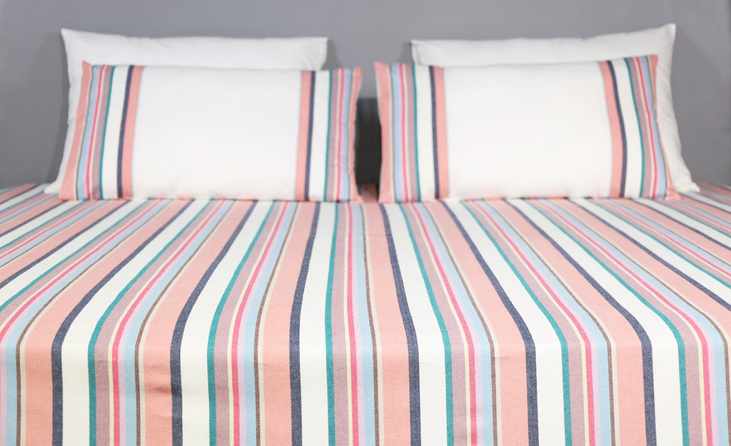 Prism Woven Stripe Cotton Flat Bed Sheet Set