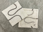 Sinuous Chainstitch Cotton-Linen Embroidered Coaster Set Pack of 4 pieces
