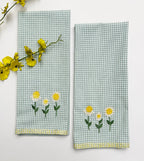 Embroidered Sunflower Kitchen Towel Set Pack of 2pieces