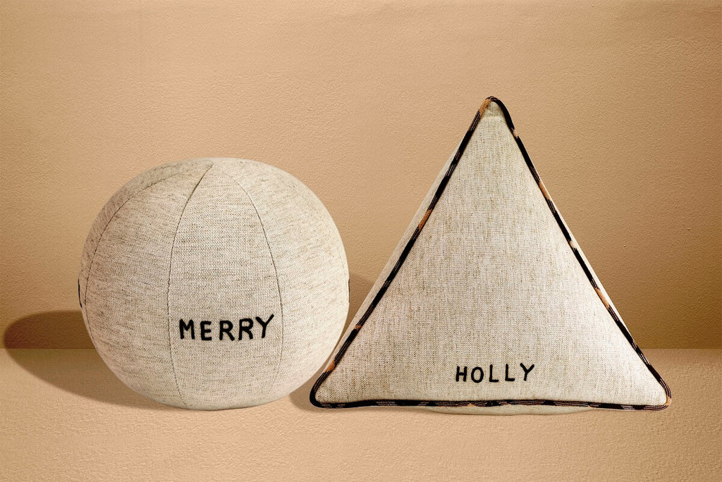 Rustic Embroidered Triangle Holiday Pillow