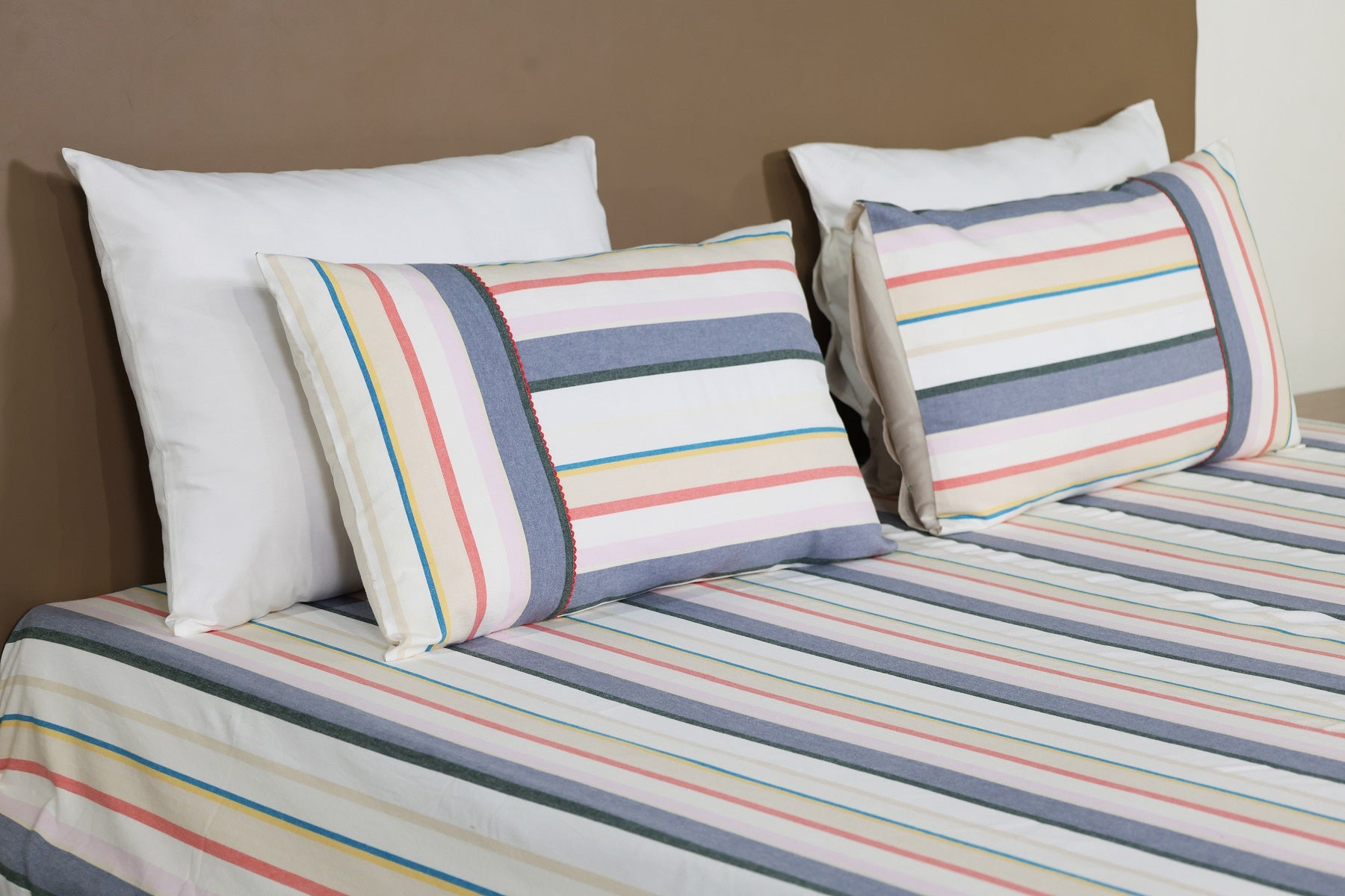 Premium Woven Cotton Stripe Flat Bed Sheet Set
