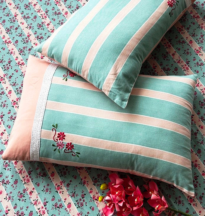 Rosewood Stripe Printed Bed Sheet Set Size 104x106''