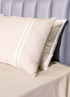 Premium Minimalist Linear 400Tc Cotton Satin Flat Bedding Set