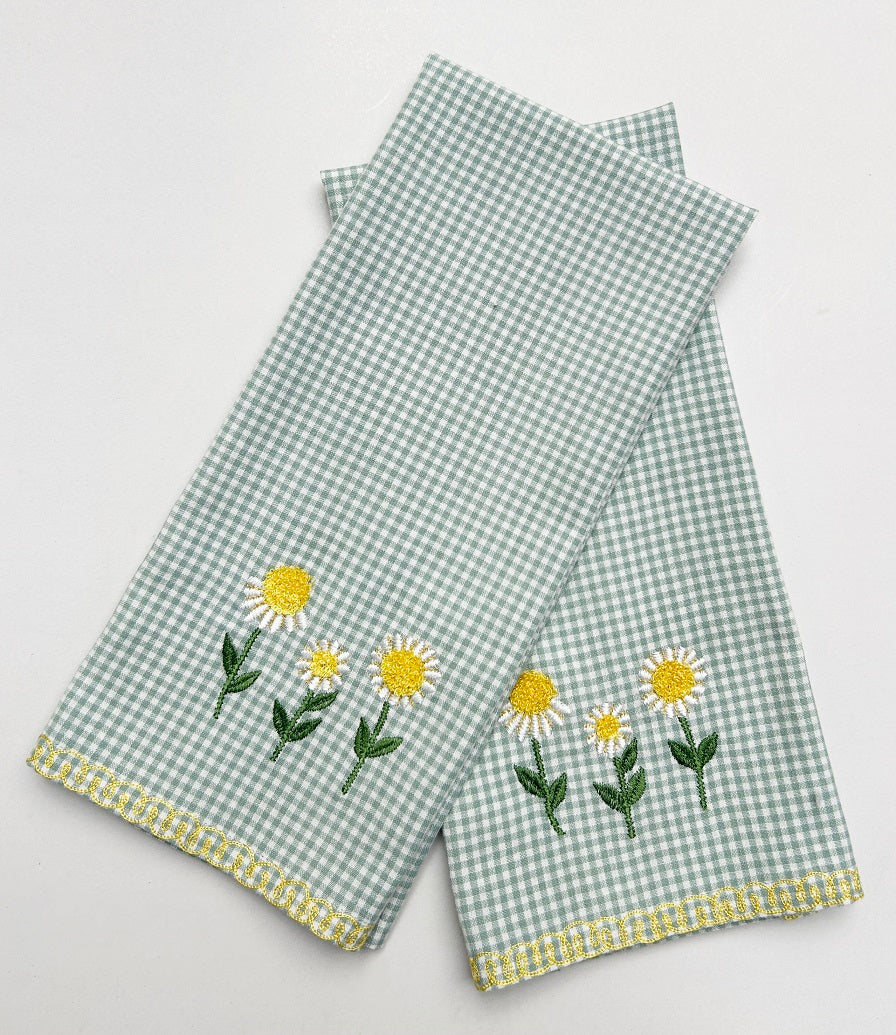Embroidered Sunflower Kitchen Towel Set Pack of 2pieces