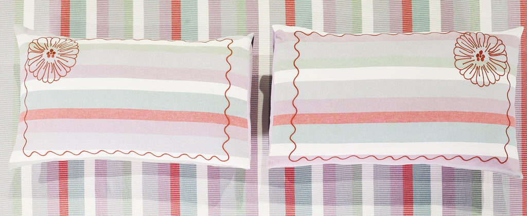 Premium Woven Cotton Stripe Flat Bed Sheet Set