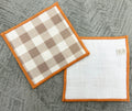 Chestnut Check Linen-Look Slub Coaster Set  Pack of 4 pieces