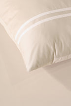 Premium Minimalist Linear 400Tc Cotton Satin Flat Bedding Set
