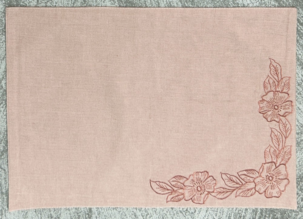 EcruE Luxury Embroidered Cotton Linen Table Linen Set