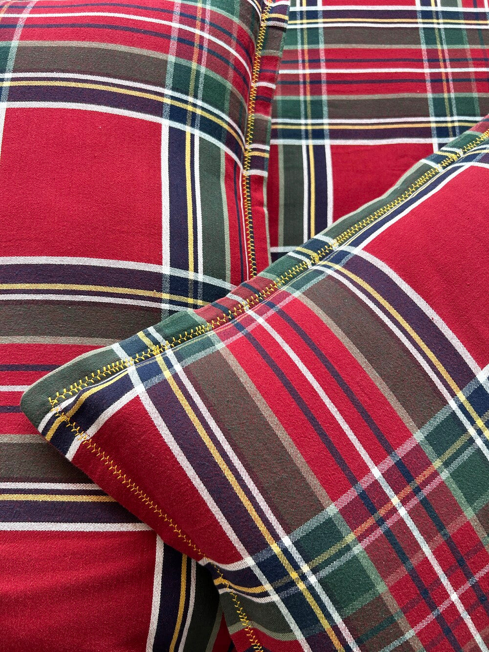 Premium Woven Cotton Plaid Bed Sheet Set